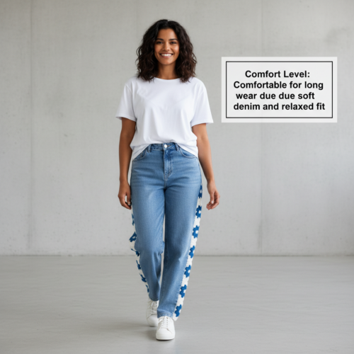 Crochet Granny Square Patched Jeans