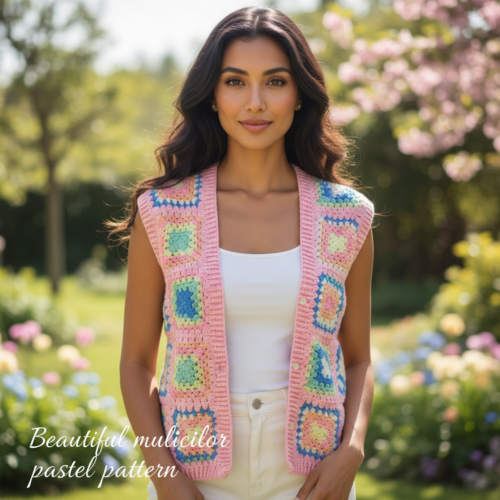 Granny Square Crochet Ladies Half Cardigan