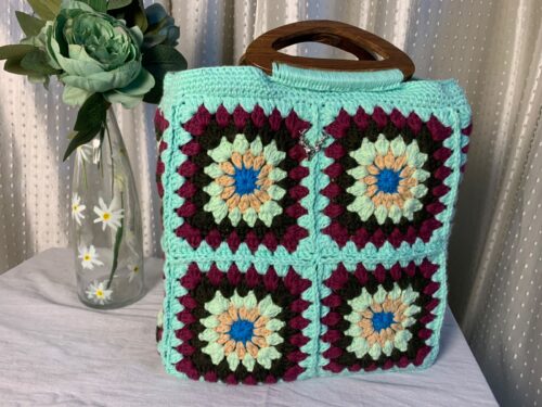 Granny Square Cotton Crochet Handbag