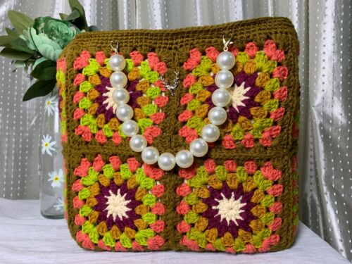 Granny Square Cotton Crochet Handbag
