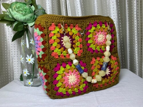 Granny Square Cotton Crochet Handbag