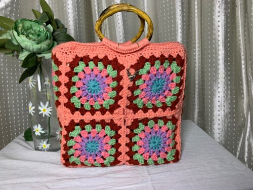 Granny Square Cotton Crochet Handbag