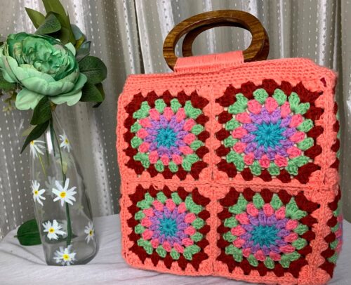 Granny Square Cotton Crochet Handbag