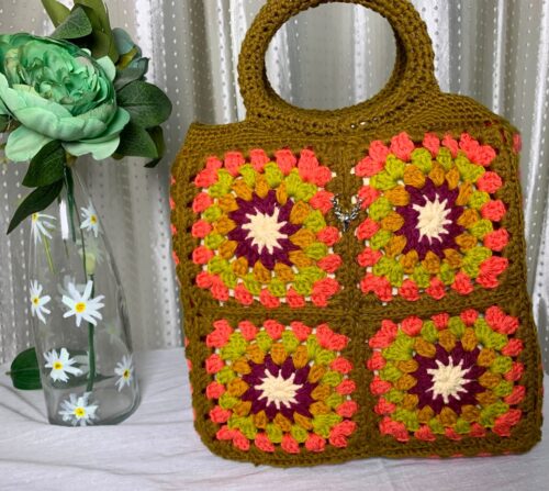 Granny Square Cotton Crochet Handbag